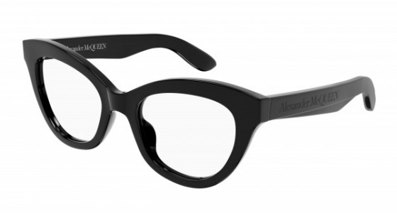 Alexander McQueen AM0395O Eyeglasses, 001 - BLACK with TRANSPARENT lenses