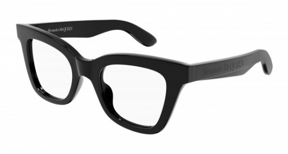 Alexander McQueen AM0394O Eyeglasses, 001 - BLACK with TRANSPARENT lenses