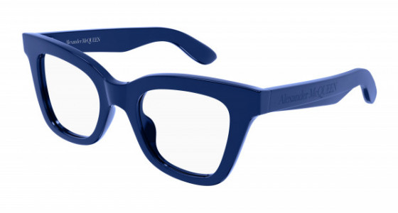 Alexander McQueen AM0394O Eyeglasses, 004 - BLUE with TRANSPARENT lenses
