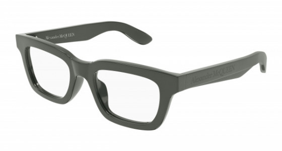 Alexander McQueen AM0392O Eyeglasses, 004 - GREY with TRANSPARENT lenses