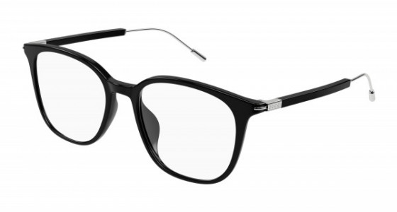 Gucci GG1276OK Eyeglasses, 001 - BLACK with SILVER temples and TRANSPARENT lenses