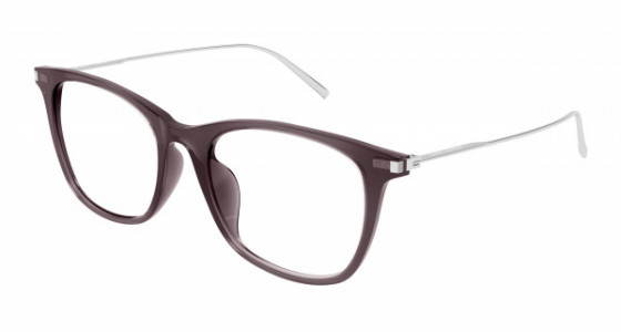 Saint Laurent SL 580/F Eyeglasses, 004 - BROWN with SILVER temples and TRANSPARENT lenses