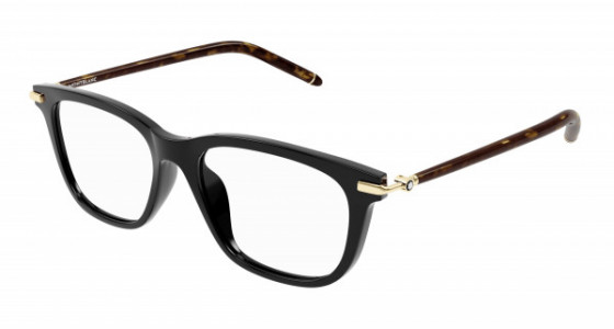 Montblanc MB0275OA Eyeglasses, 004 - BLACK with HAVANA temples and TRANSPARENT lenses