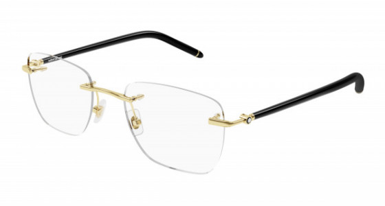 Montblanc MB0274O Eyeglasses, 001 - GOLD with BLACK temples and TRANSPARENT lenses