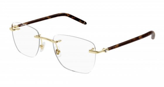 Montblanc MB0274O Eyeglasses, 004 - GOLD with HAVANA temples and TRANSPARENT lenses