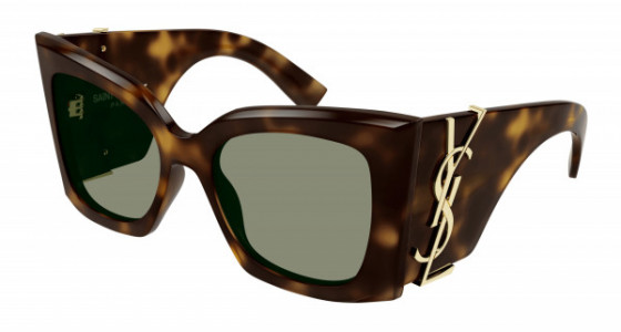 Saint Laurent SL M119 BLAZE Sunglasses, 002 - HAVANA with GREEN lenses