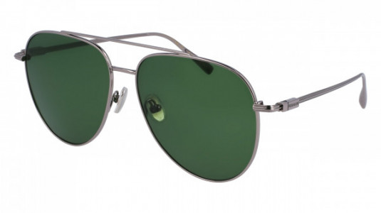 Ferragamo SF308S Sunglasses, (044) LIGHT RUTHENIUM/GREEN