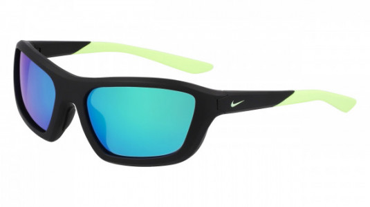 Nike NIKE BRAZER M FV2401 Sunglasses, (010) MATTE BLACK / GREEN MIRROR