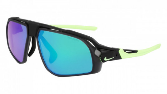 Nike NIKE FLYFREE M FV2391 Sunglasses, (010) MATTE BLACK /GREEN MIRROR/ROAD