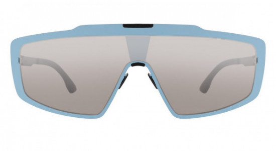 ic! berlin MB Shield 03 Sunglasses, Electric-Light-Blue Brown-Sand Mirrored