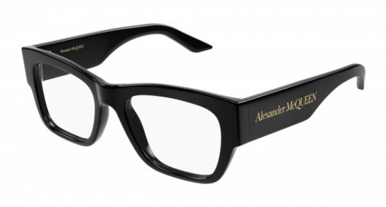 Alexander McQueen AM0436O Eyeglasses, 001 - BLACK with TRANSPARENT lenses