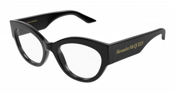 Alexander McQueen AM0435O Eyeglasses, 001 - BLACK with TRANSPARENT lenses