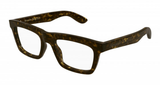 Alexander McQueen AM0423O Eyeglasses, 002 - HAVANA with TRANSPARENT lenses
