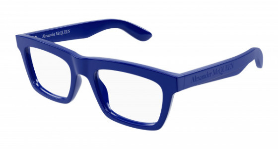Alexander McQueen AM0423O Eyeglasses, 004 - BLUE with TRANSPARENT lenses