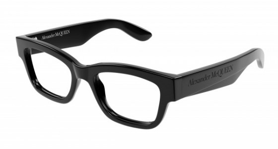 Alexander McQueen AM0422O Eyeglasses, 001 - BLACK with TRANSPARENT lenses
