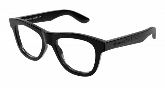 Alexander McQueen AM0421O Eyeglasses, 005 - BLACK with TRANSPARENT lenses