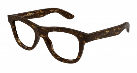 Alexander McQueen AM0421O Eyeglasses, 006 - HAVANA with TRANSPARENT lenses