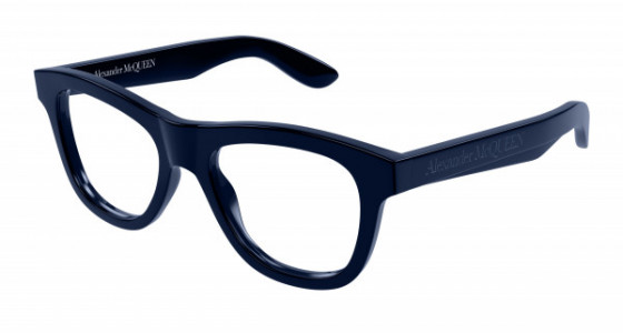 Alexander McQueen AM0421O Eyeglasses, 008 - BLUE with TRANSPARENT lenses