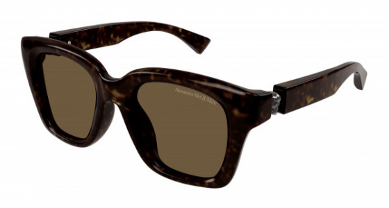 Alexander McQueen AM0432SA Sunglasses, 005 - HAVANA with BROWN lenses