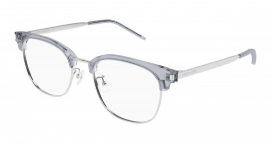 Saint Laurent SL 649/F Eyeglasses, 003 - GREY with SILVER temples and TRANSPARENT lenses