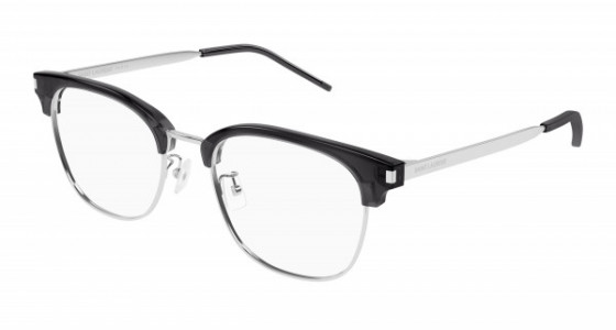 Saint Laurent SL 649/F Eyeglasses, 004 - GREY with SILVER temples and TRANSPARENT lenses