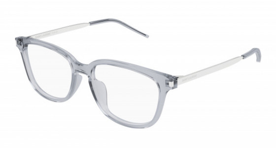 Saint Laurent SL 648/F Eyeglasses, 003 - GREY with SILVER temples and TRANSPARENT lenses