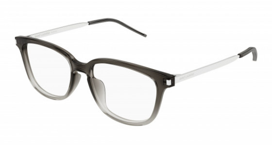Saint Laurent SL 648/F Eyeglasses, 004 - GREY with SILVER temples and TRANSPARENT lenses