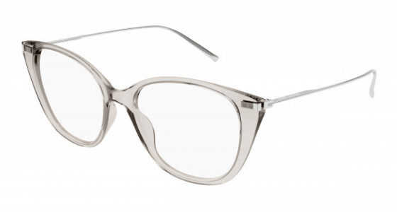 Saint Laurent SL 627 Eyeglasses, 003 - BEIGE with SILVER temples and TRANSPARENT lenses
