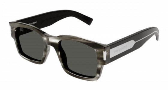 Saint Laurent SL 617 Sunglasses, 004 - HAVANA with CRYSTAL temples and GREY lenses