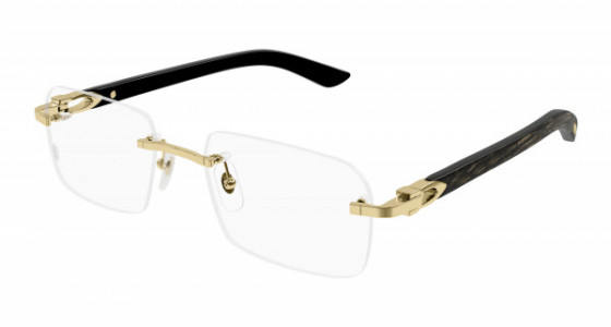 Cartier CT0453O Eyeglasses, 001 - GOLD with BLACK temples and TRANSPARENT lenses
