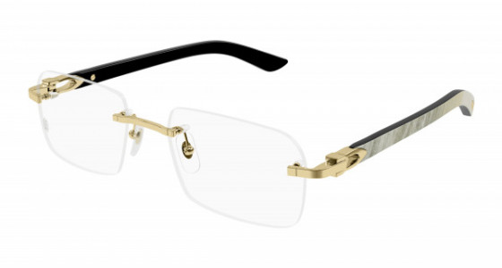 Cartier CT0453O Eyeglasses, 002 - GOLD with WHITE temples and TRANSPARENT lenses