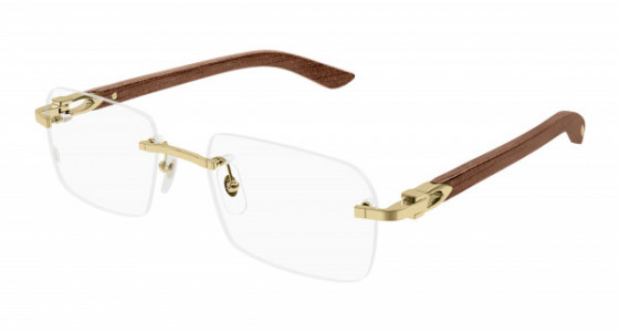 Cartier CT0453O Eyeglasses, 004 - GOLD with BROWN temples and TRANSPARENT lenses