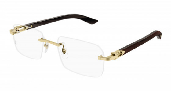 Cartier CT0453O Eyeglasses, 006 - GOLD with RED temples and TRANSPARENT lenses