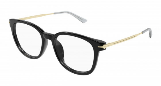 Montblanc MB0309OA Eyeglasses, 001 - BLACK with GOLD temples and TRANSPARENT lenses