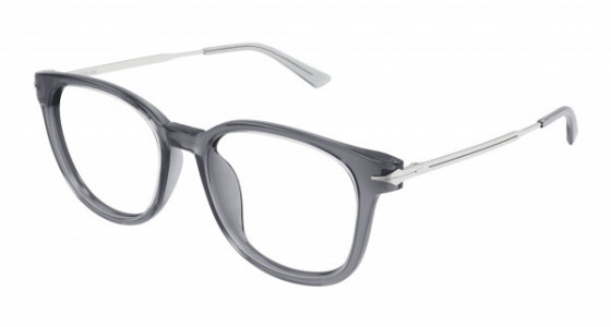 Montblanc MB0309OA Eyeglasses, 003 - GREY with SILVER temples and TRANSPARENT lenses