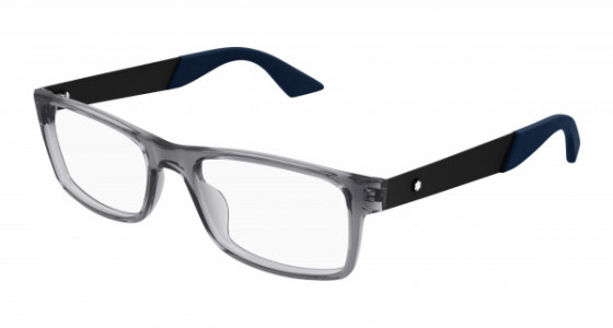 Montblanc MB0301O Eyeglasses, 004 - GREY with BLACK temples and TRANSPARENT lenses