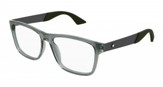 Montblanc MB0300O Eyeglasses, 003 - GREY with GUNMETAL temples and TRANSPARENT lenses