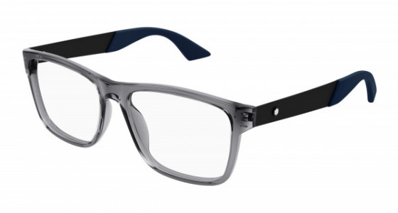 Montblanc MB0300O Eyeglasses, 004 - GREY with BLACK temples and TRANSPARENT lenses