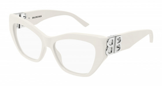 Balenciaga BB0312O Eyeglasses, 003 - WHITE with TRANSPARENT lenses