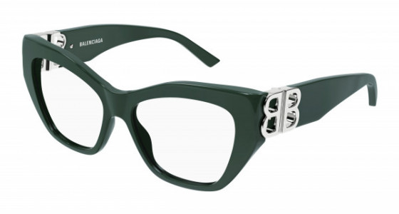 Balenciaga BB0312O Eyeglasses, 004 - GREEN with TRANSPARENT lenses