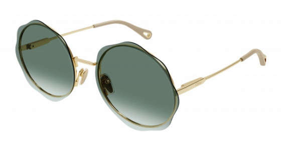 Chloé CH0202S Sunglasses, 002 - GOLD with GREEN lenses