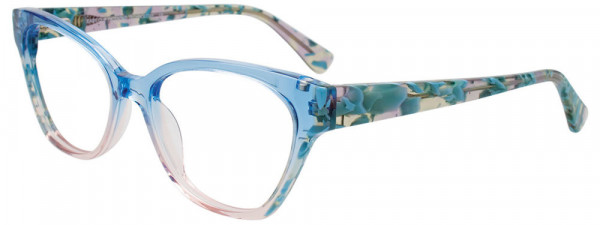 EasyClip EC682 Eyeglasses, 060 - Transp Blue To Lt Pink Gradient / Marble Blue