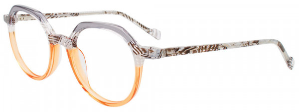 EasyClip EC679 Eyeglasses, 020 - Transparent Grey & Orange