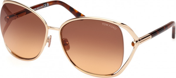 Tom Ford FT1091 MARTA Sunglasses, 28F - Shiny Deep Gold / Blonde Havana