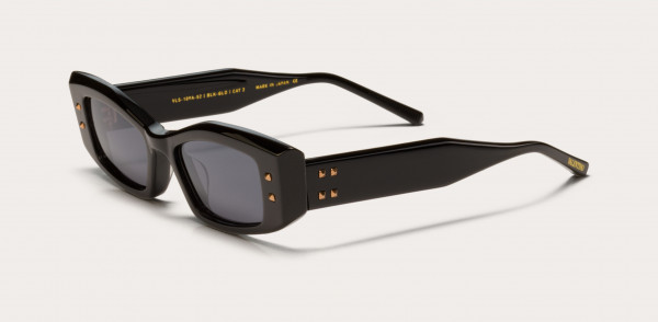 Valentino V - QUATTRO Sunglasses, Black - Rose Gold w/ Dark Grey - Black Flash Mirror - AR