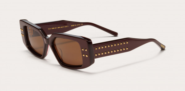 Valentino V - CINQUE Sunglasses, Bordeaux - Yellow Gold w/ Dark Brown  - AR