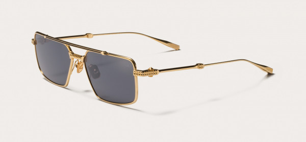 Valentino V - SEI Sunglasses, White Gold - Black Enamel w/ Dark Grey - Black Flash Mirror - AR