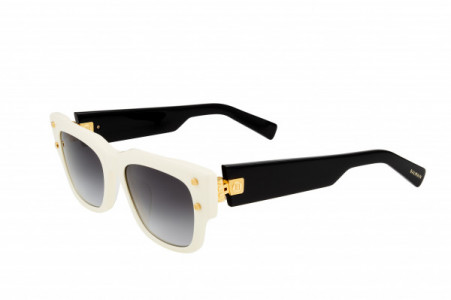 Balmain B - IV Sunglasses, Bone - Black - Gold  w/ Dark Grey to Clear - AR