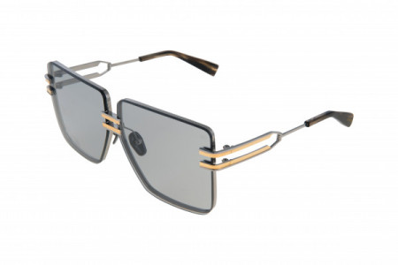 Balmain GENDARME Sunglasses, Black Palladium - Gold - Dark Brown Swirl w/ Medium Grey - AR
