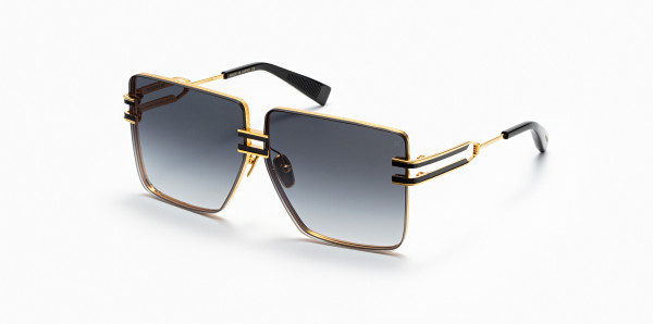 Balmain GENDARME Sunglasses, Gold - Black w/ Dark Grey to Clear - Black Flash Mirror - AR